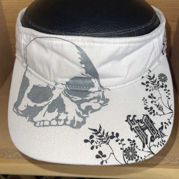 Harley Davidson White Skull Print Women's Visor - Picture 3 of 14